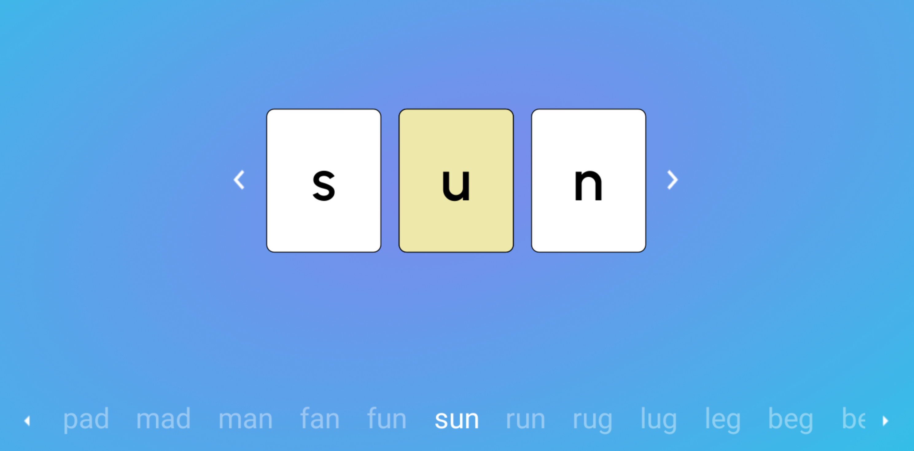 Screenshot of All Short Vowel CVC