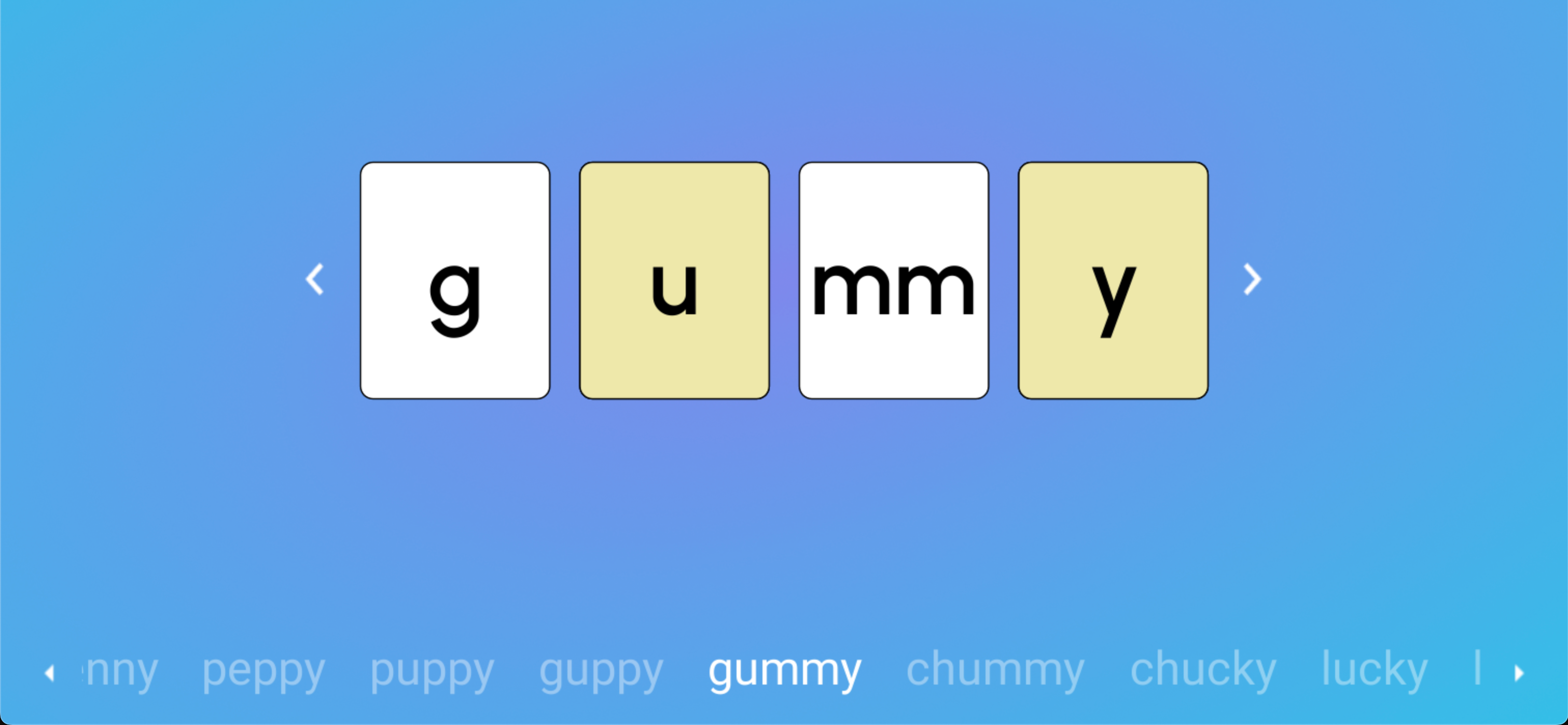 Screenshot of Y as a Vowel Review (cry/baby)